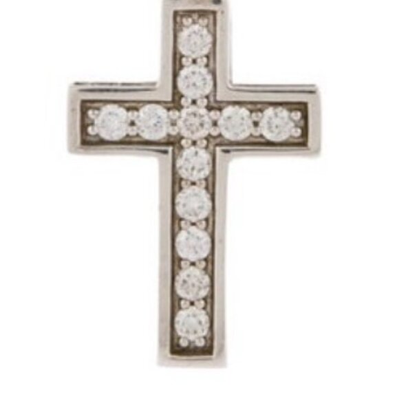 DAVID YURMAN DIAMOND 0.78CTW PAVÉ STERLING SILVER 925 CROSS PENDANT NECKLACE - Picture 5 of 12